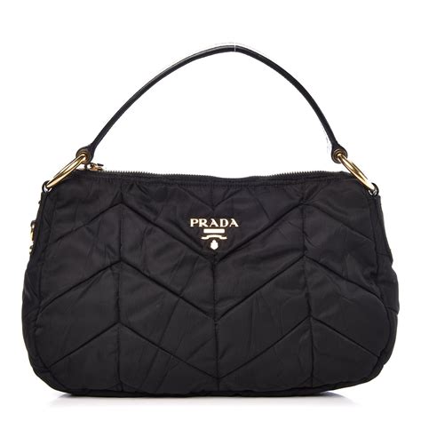 Prada Black Tessuto Nylon Quilted Shoulder Handbag